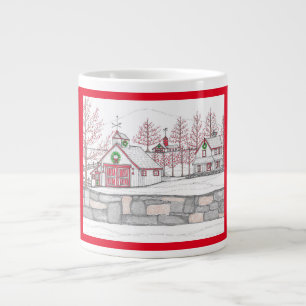 Country Christmas Farm Jumbo Mug with Red