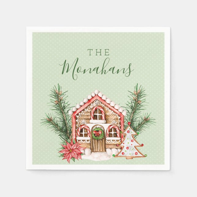 Country Christmas Gingerbread House Napkin (Front)