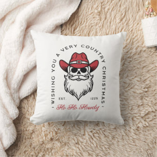 Country Christmas Howdy Santa cowboy wishes Throw Pillow