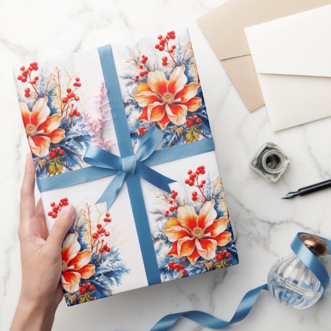 Country Christmas In the South Floral Magnolia Wrapping Paper (Gifting)