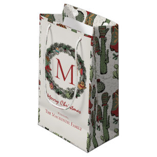 Country Christmas Monogrammed Small Gift Bag