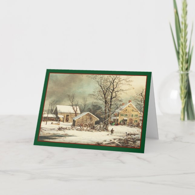 Country Christmas Morning - Vintage Card (Front)