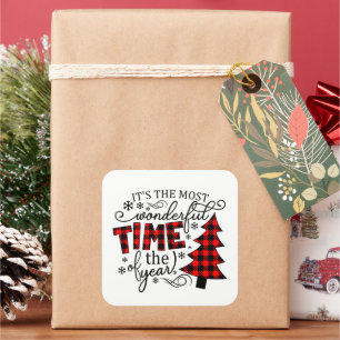 Country Christmas most wonderful time Square Sticker