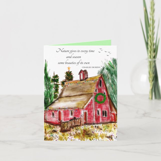Country Christmas Old Red Grange Carte de voeux (Devant)