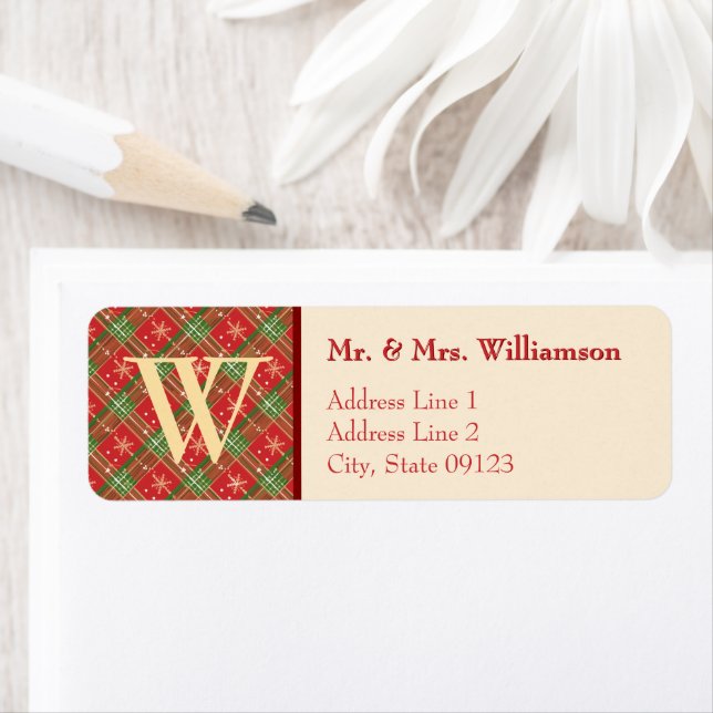 Country Christmas Plaid | Monorgam 5 Sheet Address (Insitu)
