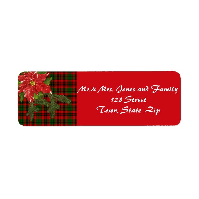 Country Christmas, Red Plaid, Poinsettia Labels (Front)