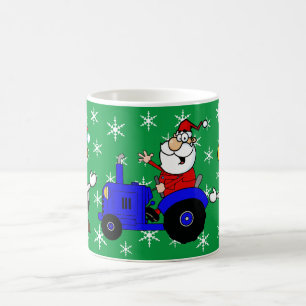 Country Christmas Santa On Tractor And Cows Coffee Mug