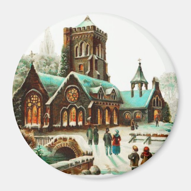 Country Christmas Services Vintage Magnet (Front)