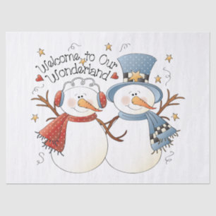 Country Christmas snowman Holiday tissue party Tissue Paper
