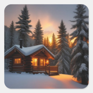 Country Christmas Square Sticker