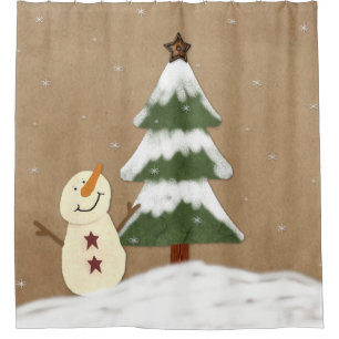 Country Christmas Tree Douche rideau