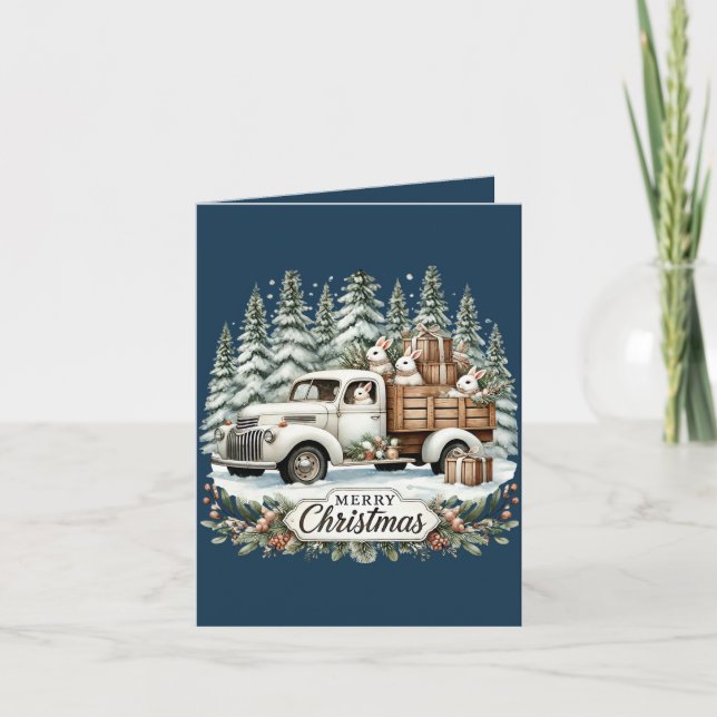 Country Christmas truck add message Holiday Card (Front)