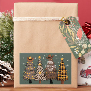 Country Christmas Western Tree Cowboy Cowgirl Sticker
