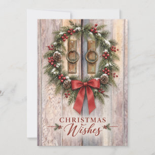 Country Christmas Wishes Rustic Barn Doors Holiday Card