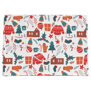 Country Christmas with Socks, Sweaters and Mittens Large Gift Bag