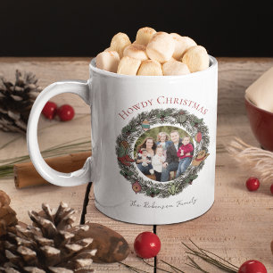 Country Christmas Wreath Family Photo Coffee Mug