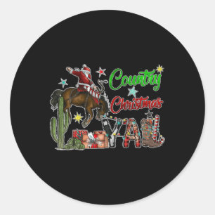 Country Christmas Y'all Cowboy Boots Merry Christm Classic Round Sticker