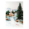 Country Church in Winter Watercolor Mountain Scene