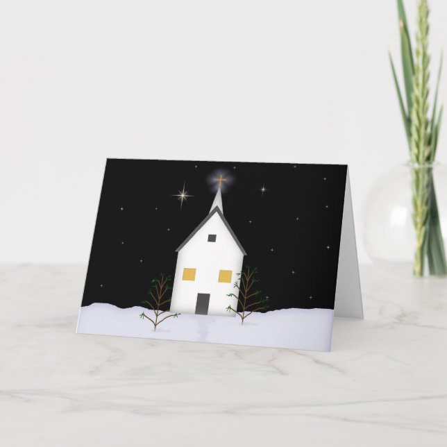 Country Church Large Font Christmas Card (Front)