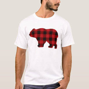 Country classic red and black plaid Bear T-Shirt