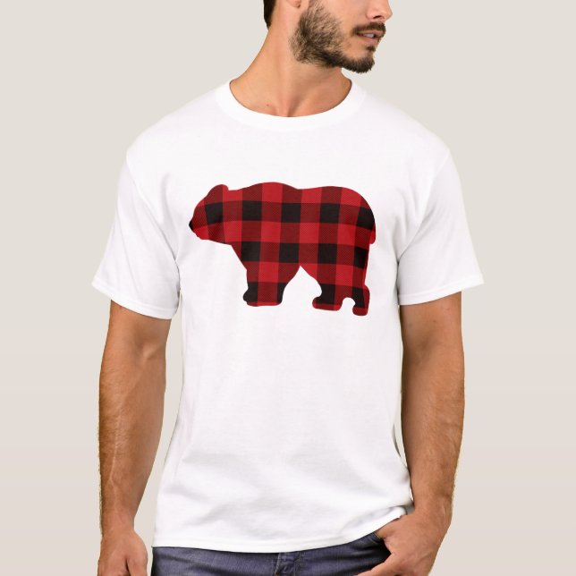 Country classic red and black plaid Bear T-Shirt (Front)