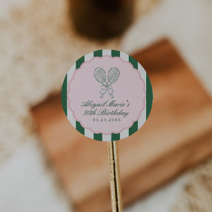 Country Club Courtside Racquet Tennis Birthday Classic Round Sticker