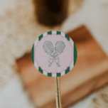 Country Club Courtside Racquet Tennis Birthday Classic Round Sticker<br><div class="desc">Serve up a stylish celebration with our Courtside Tennis Birthday sticker labels,  inspired by classic country club aesthetics and simple tennis charm. This design is perfect for tennis lovers of any age,  from kids’ birthdays to milestone celebrations,  bachelorettes and so much more.</div>