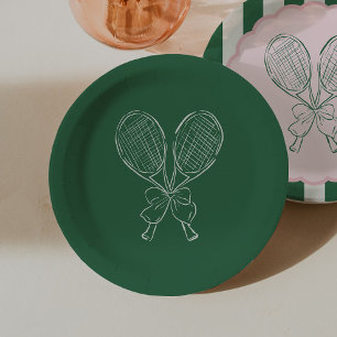 Country Club Courtside Racquet Tennis Birthday Paper Plate