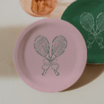Country Club Courtside Racquet Tennis Birthday Paper Plate<br><div class="desc">Serve up a stylish celebration with our Courtside Tennis Birthday plates,  inspired by classic country club aesthetics and simple tennis charm. This design is perfect for tennis lovers of any age,  from kids’ birthdays to milestone celebrations,  bachelorettes and so much more.</div>
