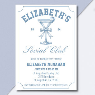 Country Club Martini Social Club Birthday Party Invitation