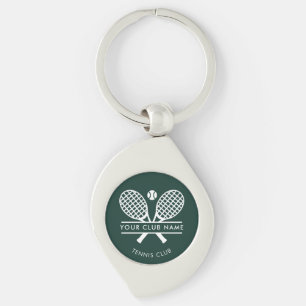 Country Club Name Tennis Team Green Custom Keychain