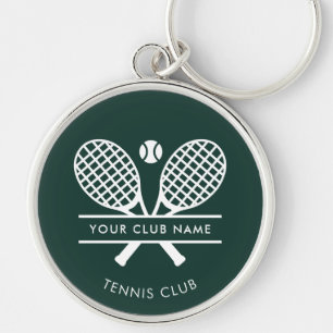Country Club Name Tennis Team Green Custom Keychain