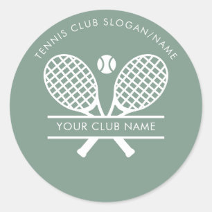 Country Club Name Tennis Team Sage Green Custom Classic Round Sticker