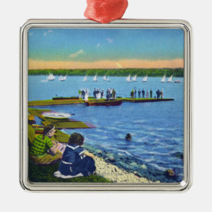 Country Club View of Sailboat Regatta # 2 Metal Ornament