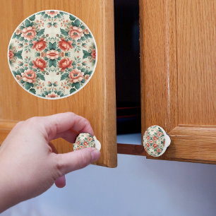 Country Cottage Floral Pattern Ceramic Knob