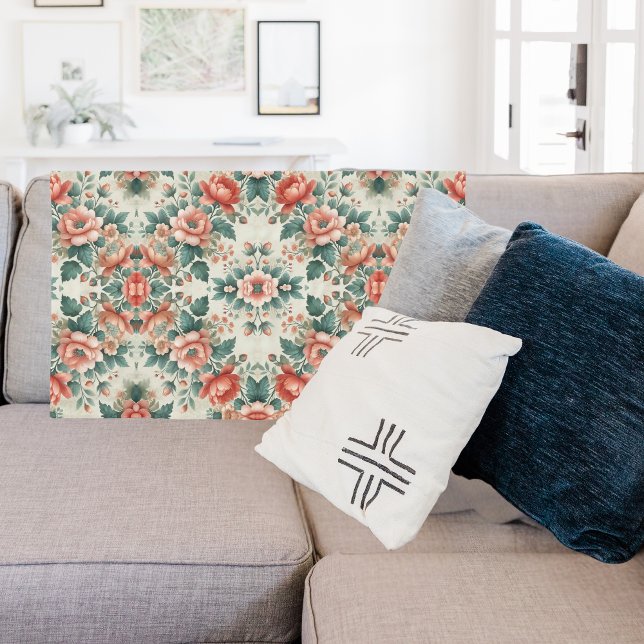 Country Cottage Floral Pattern  Fleece Blanket (Creator Uploaded)