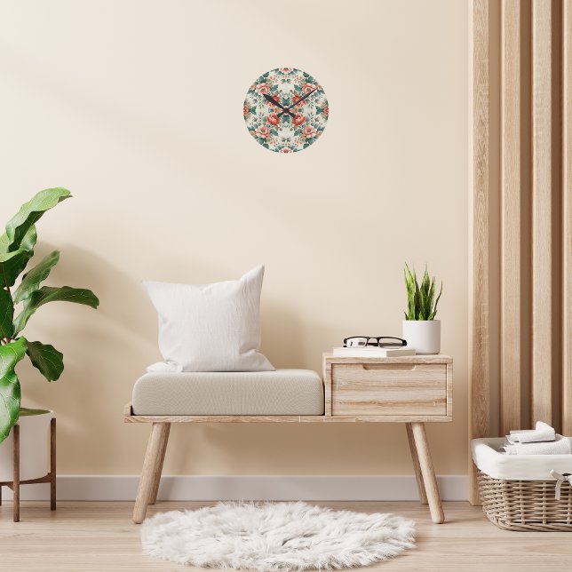 Country Cottage Floral Pattern  Round Clock (Creator Uploaded)