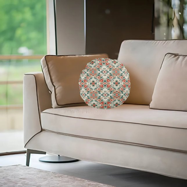Country Cottage Floral Pattern Round Pillow (Creator Uploaded)