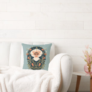 Country Cottage Floral Throw Pillow