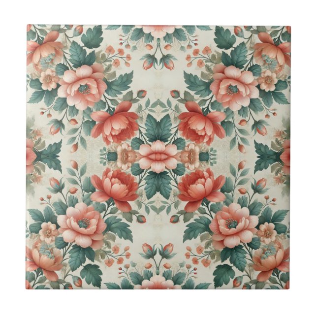 Country Cottage Floral Tile (Front)