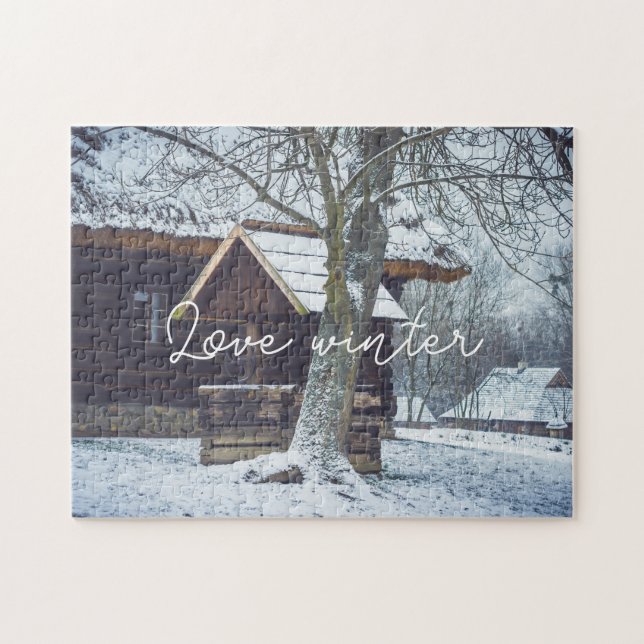 Country cottage in the snow jigsaw puzzle (Horizontal)