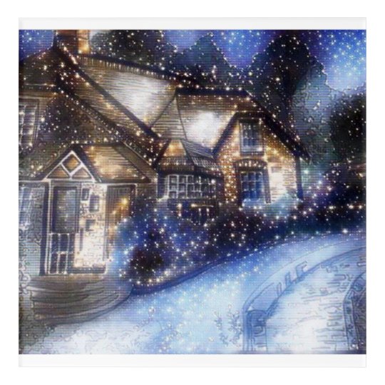 Country Cottage In Winter Acrylic Wall Art Zazzle Ca