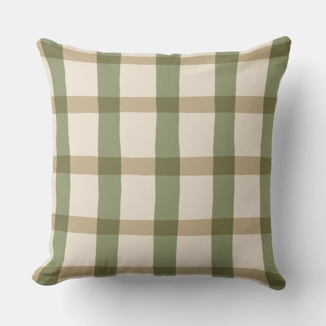 Country Cottage Plaid Throw Pillow (Front)