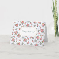 Country cottage roses pink floral pattern birthday