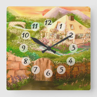 Country Cottage Square Wall Clock