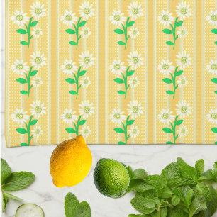 Country Cottage White Green Yellow Sunflowers Kitchen Towel