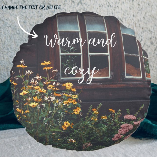 Country cottage with rustic garden round pillow (Creator Uploaded)
