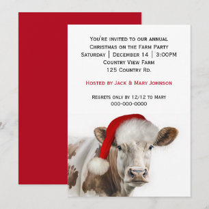 Country Cow Christmas Party Holiday Card