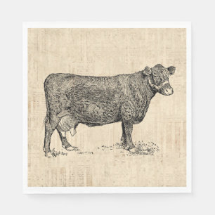 Country Cow Illustrated Art Napkin