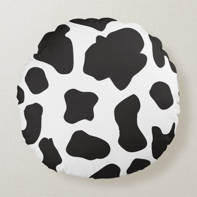 Country Cow Pattern Round Pillow (Front)